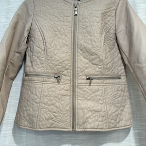 Faux Leather Jacket Blush Pink Women's Size Small, Heart/Star Geometric Baccini